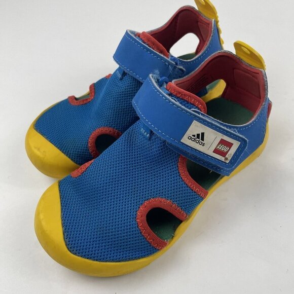 Adidas Terrex LEGO Captain Toey Kids 11K Slip On Hook And Loop Blue Red Yellow - Picture 2 of 7